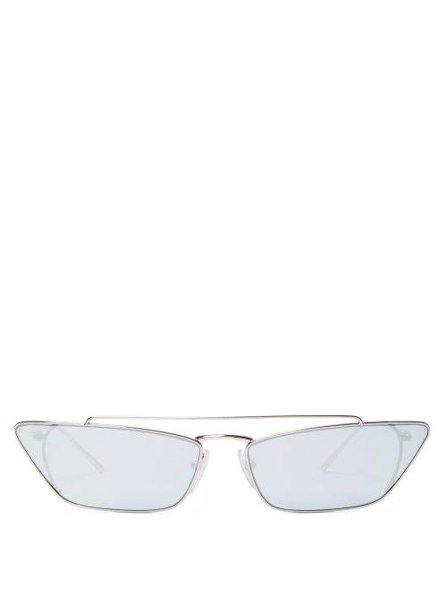 Matchesfashion.com Prada Eyewear - Ultravox Rectangular Frame Sunglasses - Womens - Blue