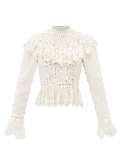 Ulla Johnson - Emmanuelle Broderie-anglaise Ruffled Blouse - Womens - White