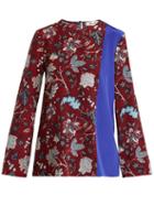 Matchesfashion.com Diane Von Furstenberg - Contrast Panel Silk Crepe De Chine Top - Womens - Burgundy Multi