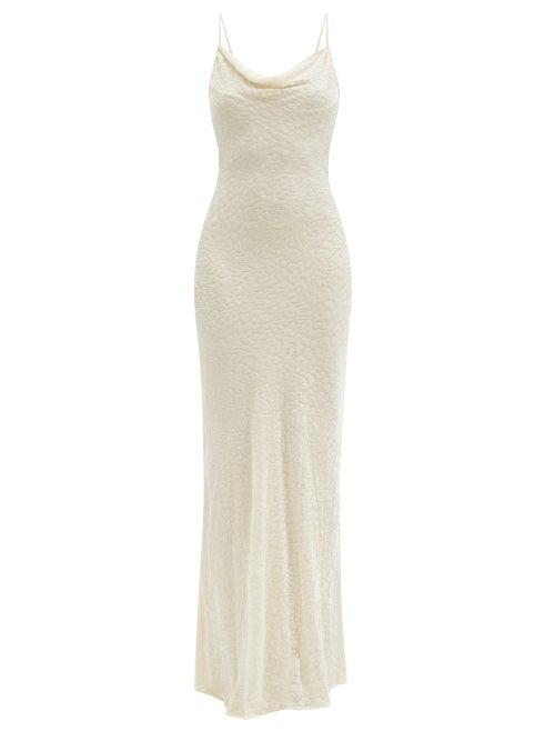 Matchesfashion.com Rat & Boa - Cowl-neck Leopard Devor-velvet Maxi Dress - Womens - Ivory