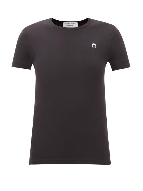 Marine Serre - Crescent Moon Organic-cotton Jersey T-shirt - Womens - Black