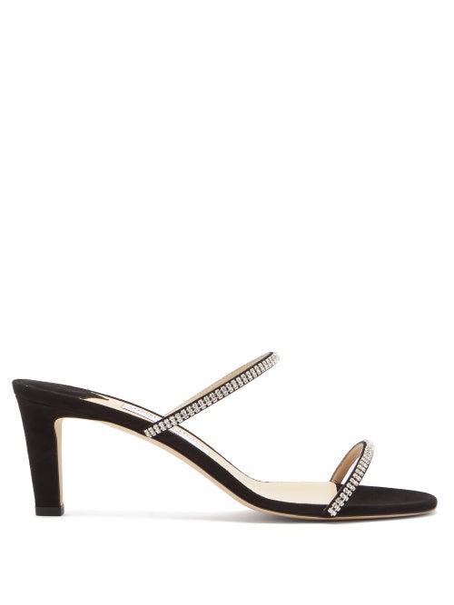 Matchesfashion.com Jimmy Choo - Brea 65 Crystal-embellished Suede Mules - Womens - Black