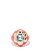 Matchesfashion.com Bea Bongiasca - Floral Disco Topaz, 9kt Gold & Enamel Ring - Womens - Pink Multi