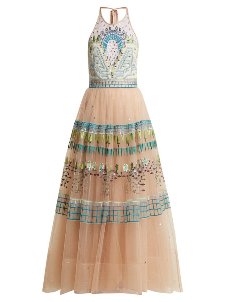 Temperley London Maze Embellished Halterneck Tulle Gown