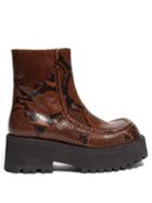 Matchesfashion.com Marni - Square Toe Python Print Leather Ankle Boots - Womens - Black Brown