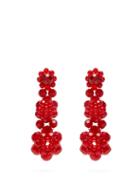 Matchesfashion.com Simone Rocha - Floral Drop Crystal Embellished Earrings - Womens - Red