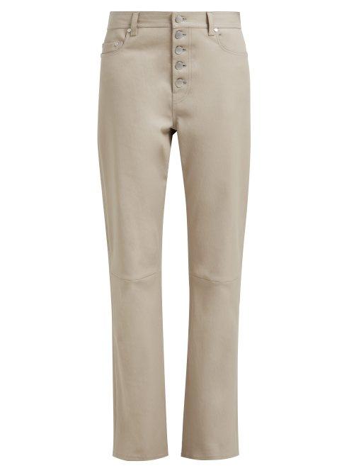 Matchesfashion.com Joseph - Den High Rise Leather Trousers - Womens - Light Brown