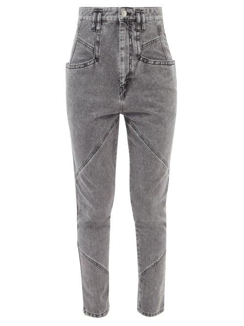Isabel Marant - Nadeloisa High-rise Denim Tapered-leg Trousers - Womens - Charcoal