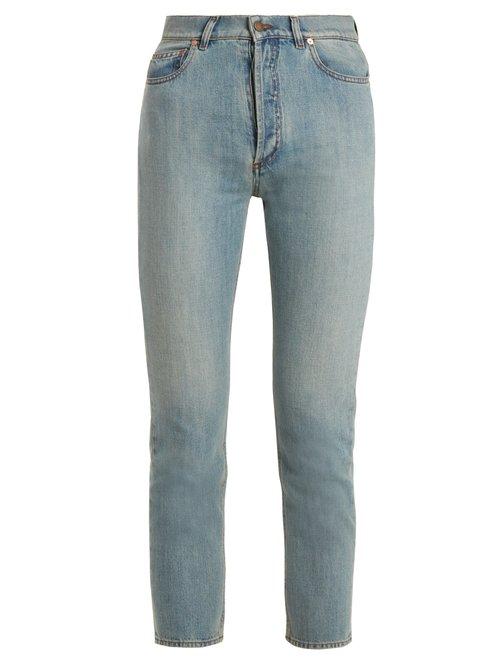 Matchesfashion.com Valentino - High Rise Cropped Jeans - Womens - Light Blue