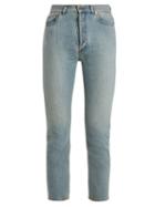 Matchesfashion.com Valentino - High Rise Cropped Jeans - Womens - Light Blue