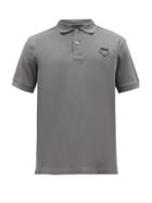 Matchesfashion.com Prada - Logo Appliqu Cotton Piqu Polo Shirt - Mens - Grey