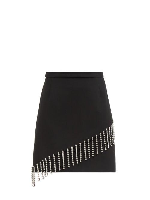 Christopher Kane - Crystal-chain Embellished Crepe Mini Skirt - Womens - Black