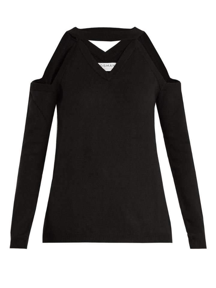 Osman Emmeline Cut-out Shoulder Wool Sweater