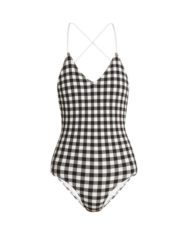 Ephemera Gingham Laced-back Swimsuit