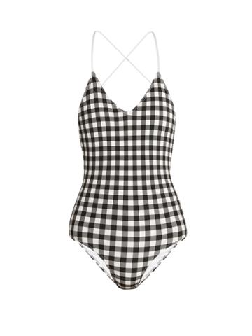 Ephemera Gingham Laced-back Swimsuit