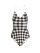 Ephemera Gingham Laced-back Swimsuit