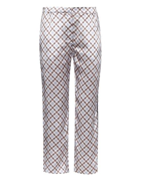 Nina Ricci Cropped Checked Silk Trousers