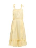 Matchesfashion.com Loup Charmant - Tybee Gathered Organic Cotton Midi Dress - Womens - Light Yellow
