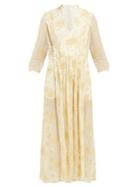 Matchesfashion.com Mame Kurogouchi - Floral Fil Coup Chiffon Wrap Dress - Womens - Yellow Multi