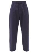Matchesfashion.com Balenciaga - Wide-leg Cotton-twill Trousers - Mens - Navy