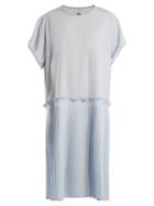 Matchesfashion.com Mm6 Maison Margiela - Knife Pleated Crepe Cady Dress - Womens - Light Blue