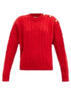 Matchesfashion.com Blaz Milano - Buttoned-shoulder Cabled Wool-blend Sweater - Womens - Red