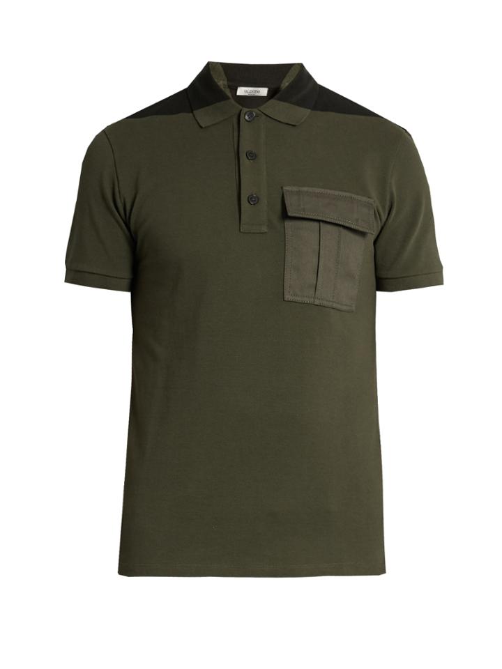 Valentino Bi-colour Flapped-pocket Polo Shirt