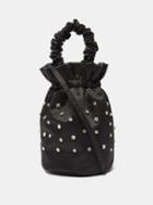 Ganni - Crystal-embellished Satin Handbag - Womens - Black