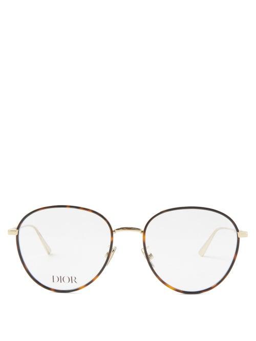 Dior - Gemdioro Round Metal Glasses - Womens - Gold Brown