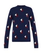 Matchesfashion.com Prada - Sailboat Intarsia Wool Blend Sweater - Mens - Blue
