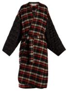 Matchesfashion.com Balenciaga - Quilted Sleeve Checked Wrap Coat - Womens - Red Multi