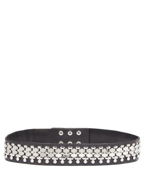 Matchesfashion.com Christopher Kane - Crystal And Metal-embellished Leather Belt - Womens - Black Silver