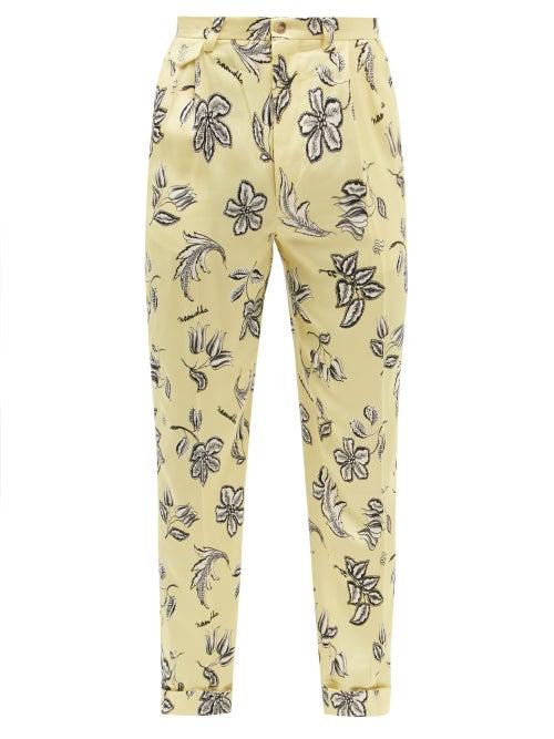 Mens Rtw Nanushka - Gini Pleated Floral-print Twill Suit Trousers - Mens - Cream Multi