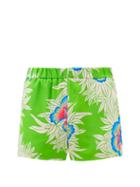Matchesfashion.com Edward Crutchley - Magnolia-print Silk-satin Shorts - Mens - Green Multi