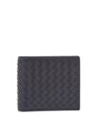 Matchesfashion.com Bottega Veneta - Intrecciato Bi Fold Leather Wallet - Mens - Navy