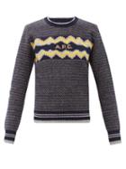 Matchesfashion.com A.p.c. - Adele Logo-jacquard Wool Sweater - Womens - Navy Multi