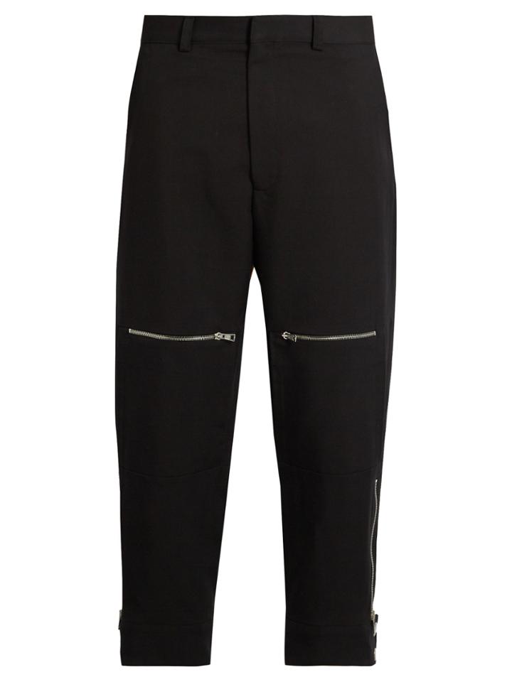 Stella Mccartney Zip-pocket Canvas Cropped Trousers