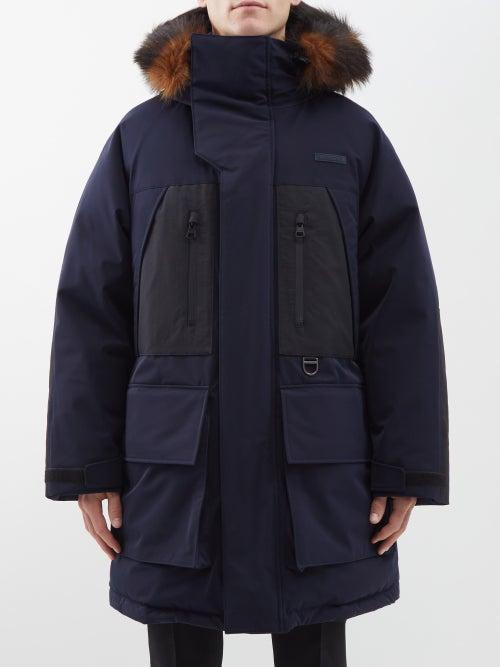 Burberry - Faux Fur-trim Twill Hooded Parka - Mens - Charcoal Black