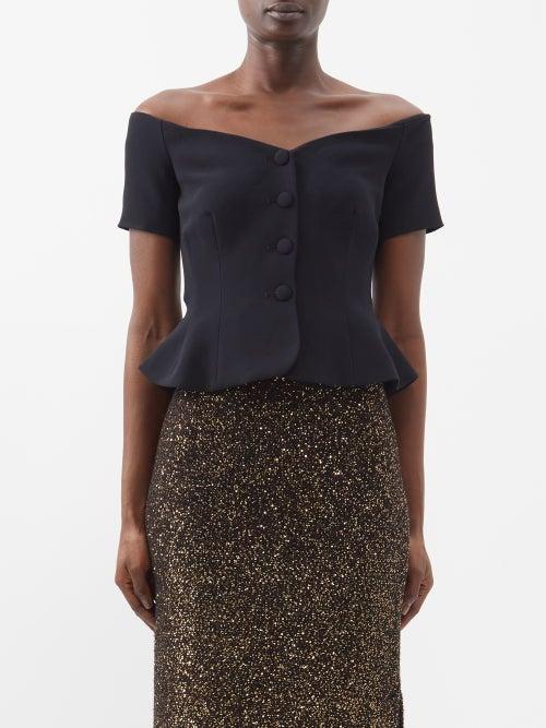 Saloni - Clementine Off-the-shoulder Crepe Top - Womens - Black