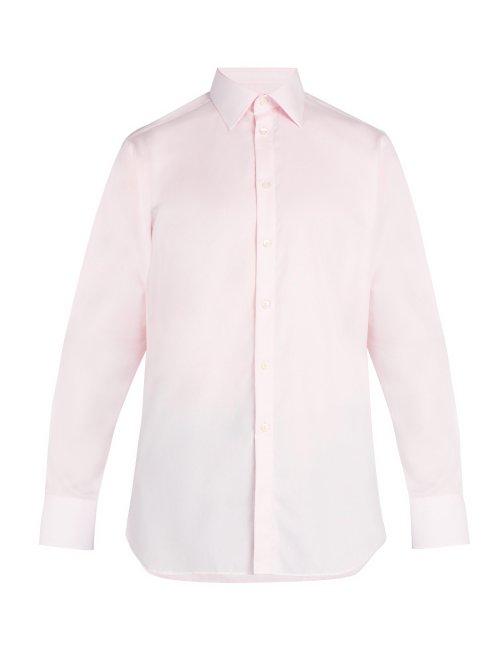 Matchesfashion.com Kilgour - Single Cuff Basket Weave Cotton Shirt - Mens - Pink