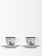 Gucci - Set Of Two Herbarium Porcelain Cups And Saucers - Green Multi