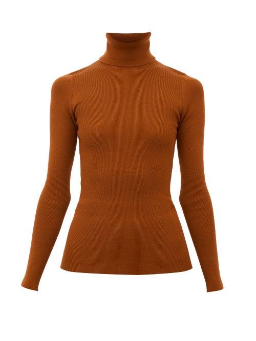 Matchesfashion.com Gucci - Logo-embroidered Wool-blend Roll-neck Sweater - Womens - Orange
