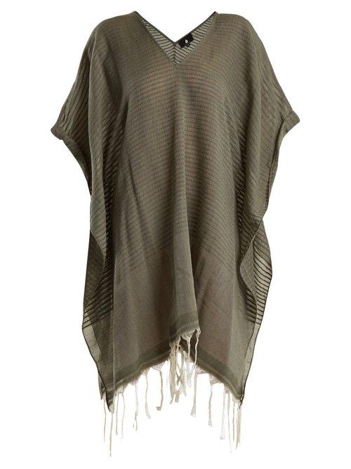 Matchesfashion.com Su - Luma Tassel Trimmed Striped Cotton Kaftan - Womens - Khaki