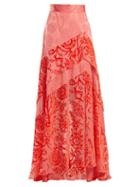 Matchesfashion.com Peter Pilotto - Floral Devor Velvet Skirt - Womens - Pink