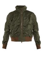 Vince Ruched Contrast-trim Satin Bomber Jacket