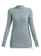 Matchesfashion.com Jil Sander - Striped Ribbed Knit Cotton Sweater - Womens - Blue Multi