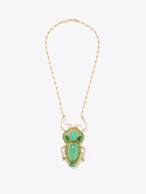 Daniela Villegas - Mantis Emerald, Tsavorite & 18kt Gold Necklace - Womens - Green Multi