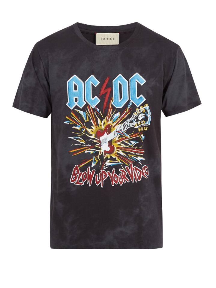 Gucci Ac Dc-print Tie-dye Cotton T-shirt
