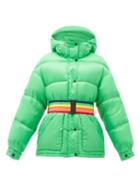 Matchesfashion.com Perfect Moment - Oversized Rainbow Belt Down Filled Ski Jacket - Womens - Green