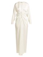 Matchesfashion.com Racil - Rita Ruched Silk Maxi Dress - Womens - Ivory